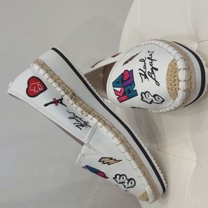Karl Lagerfeld Women's White Logo Bina Patch espadrille Shoes Summer New 8 1/2 9